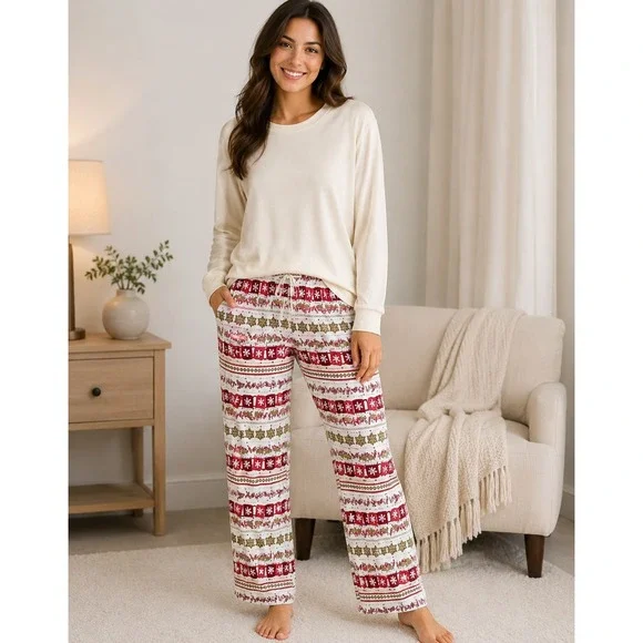Burts Bees Baby Holiday Pajamas XXL Organic Cotton 2pc Set Gingerbread Cream Red