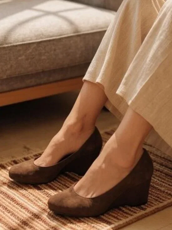 GENTLE SOULS KENNETH COLE Brown Suede Wedge Sandals 9 Ridge Amaru Comfort Heels