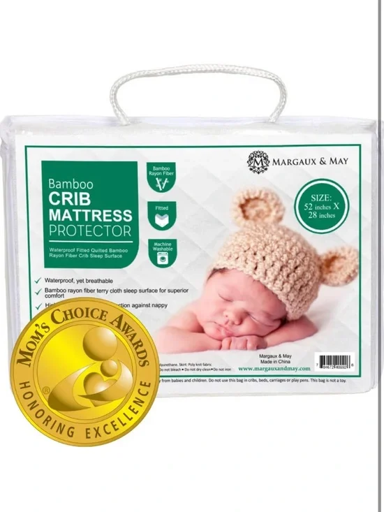Margaux Bamboo Crib Mattress Protector - White