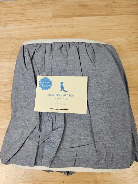 Pottery Barn Kids Blue Chambray Crib Bed Skirt Blue 28