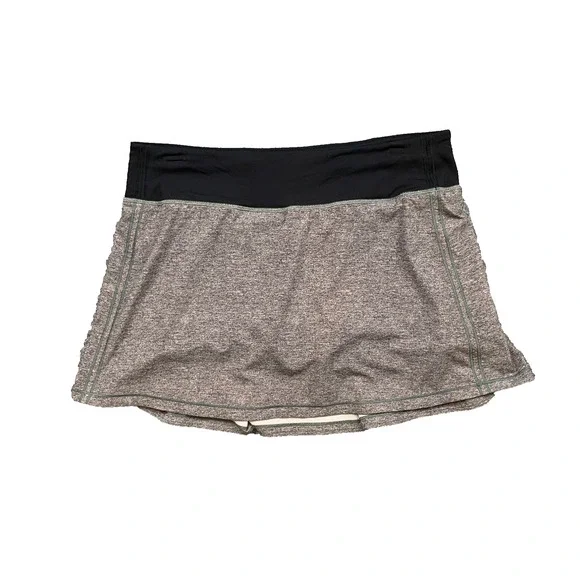 Lululemon Skort Womens 8 Grey Black Pace Rival A Line Running Tennis Pull On
