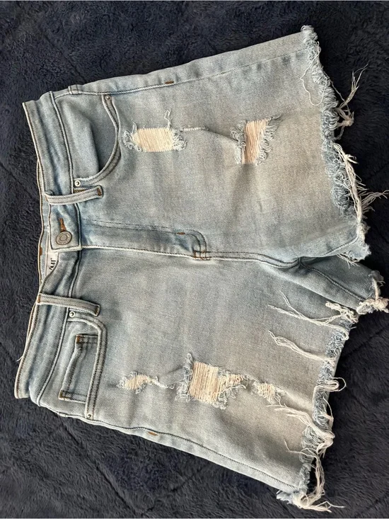 YMI Light Blue Distressed Denim Shorts with Frayed Hem