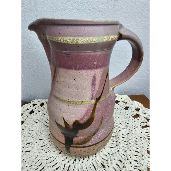 Elmer Taylor Studio Art Pottery Pitcher Stoneware ET, 9 inch,‎ serviceable