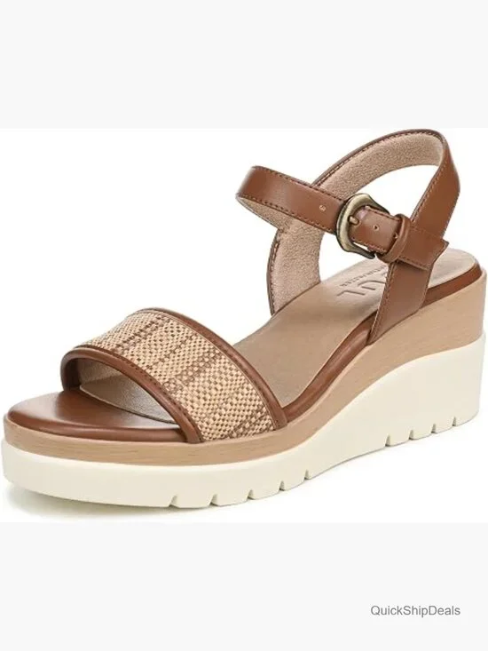 Wedge Sandals with Cushioned Footbed and Adjustable Ankle Strap