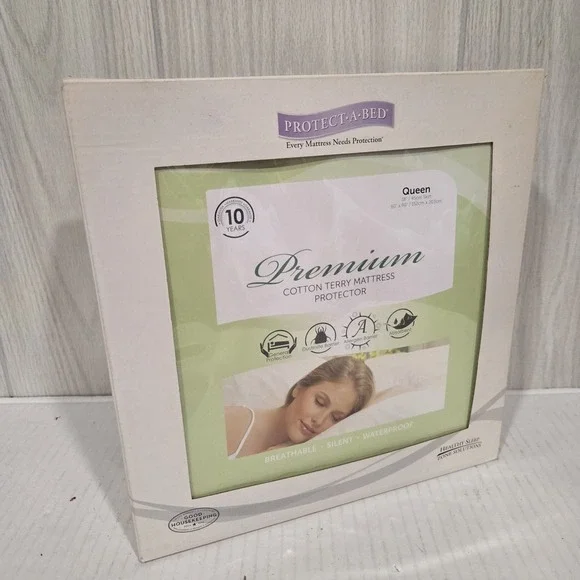 Protect-A-Bed Premium Cotton Terry Queen Mattress Protector Waterproof New