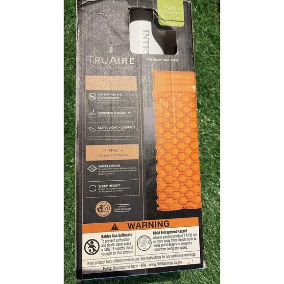 TRUAIRE Twin Ultra-Lightweight Outdoor Air Mat w/ Hand Held Mini USB Pump - New