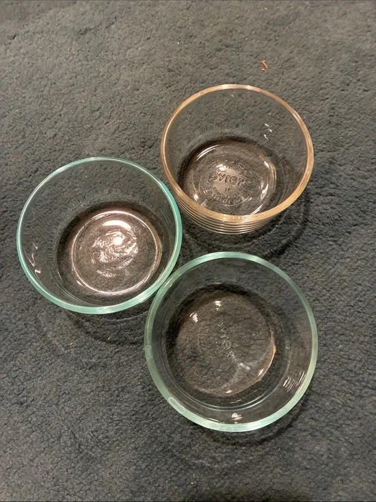 Pyrex Glass Prep Bowls in Clear and Aqua Tint - Set of 3