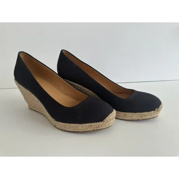 J.‎ Crew Seville Women's Navy Blue Closed Toe Canvas Wedge Espadrille Shoes 9.5