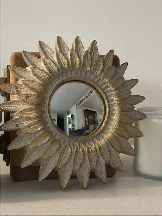 Gold Leaf Sunburst Wall Mirror - Decorative Home Accent