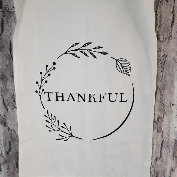 THANKFUL Tea Towel - White, 100% Cotton - 20x27