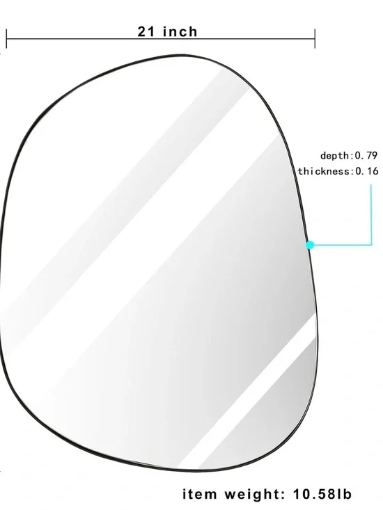 Asymmetrical Wall Mirror for Decor - Black thin frame (21x27)