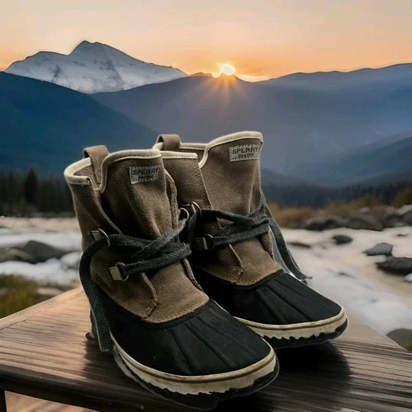 Sperry Women's Duck Boots STS83907 Size 6 Suede Rubber Winter Snow Rain Boot