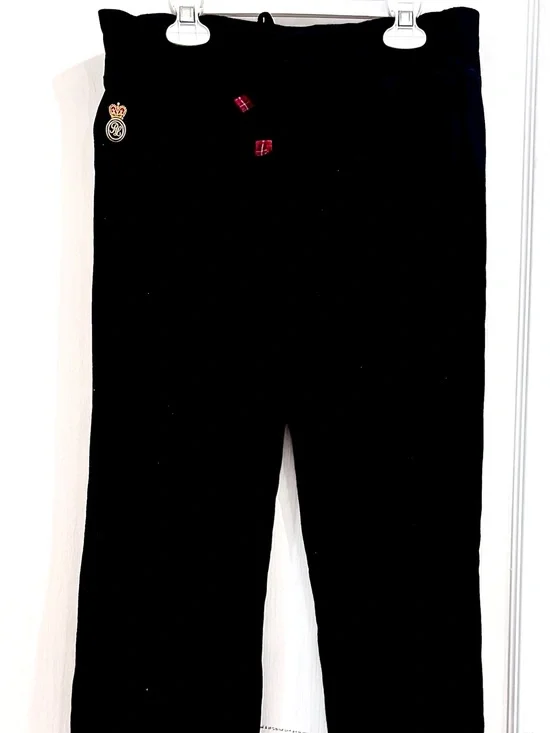 Ralph Lauren Black Sweatpants with Red Plaid Accents