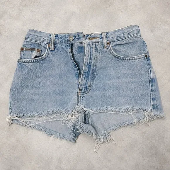 Calvin Klein CK Light Wash Denim Cut Off Shorts Women’s Size 2P Frayed EUC