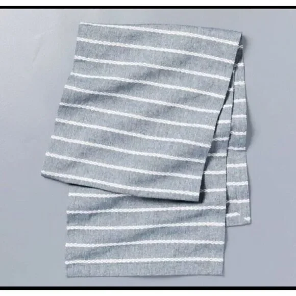 Hearth & Hand™ with Magnolia Blue Stripe Table Runner Dobby Woven Faded Blue New