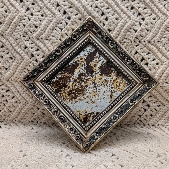 Vintage Turner Wall Accessory Antiqued Mirror Ornate Silver Frame Mid Century