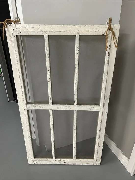 Distressed White Rustic Window Frame Wall Decor