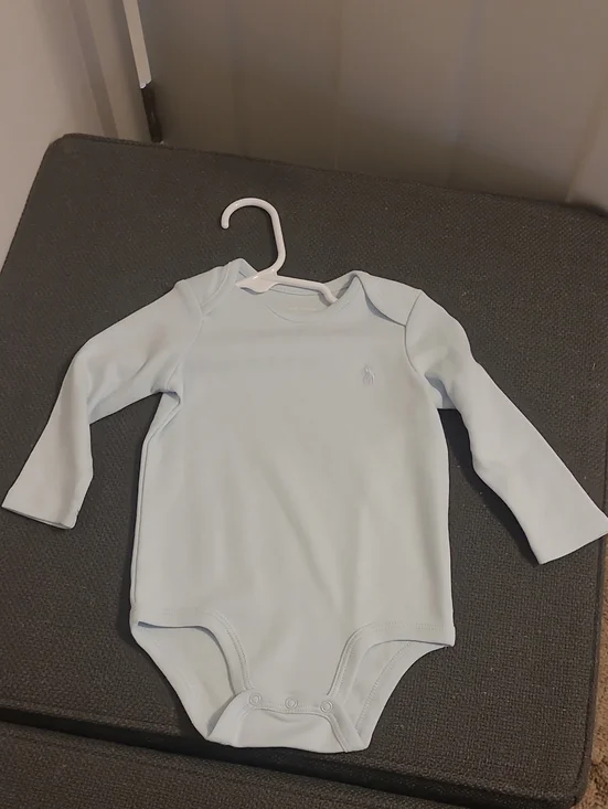 Ralph Lauren Light Blue Long-Sleeve Baby One-Piece Bodysuit