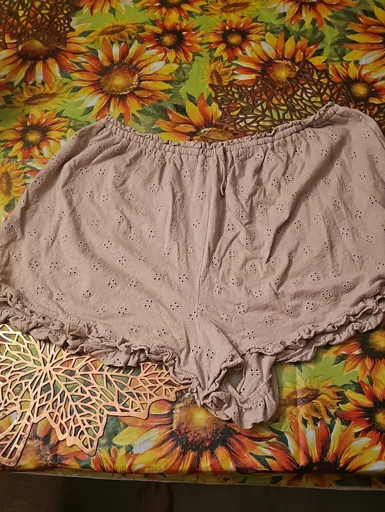 ASOS Light Taupe Eyelet Ruffle Sleep Shorts