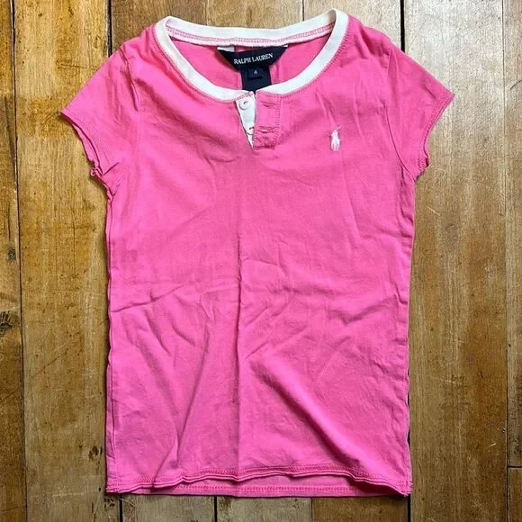 Ralph Lauren shirt pink size 4 cotton shirt sleeve spring summer barbiecore