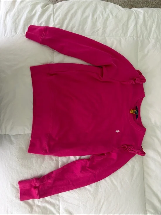 Ralph Lauren Hot Pink Crewneck Sweatshirt with Pony Logo