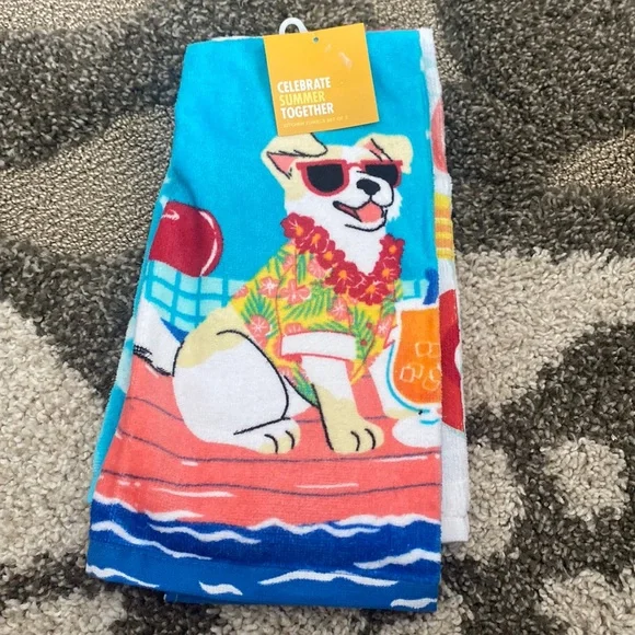 New Kohl's Celebrate Together Summer Dog Kitchen Towels 2-Pack