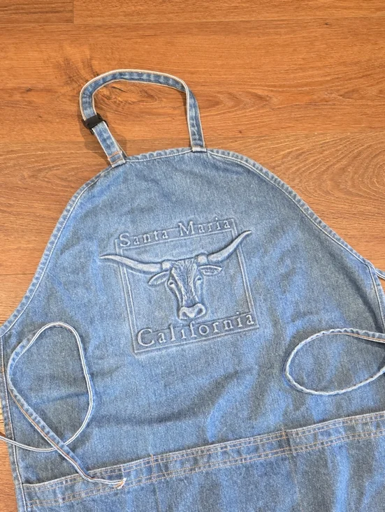 VINTAGE DENIM EMBOSSED APRON SANTA MARIA CALIFORNIA... #8064