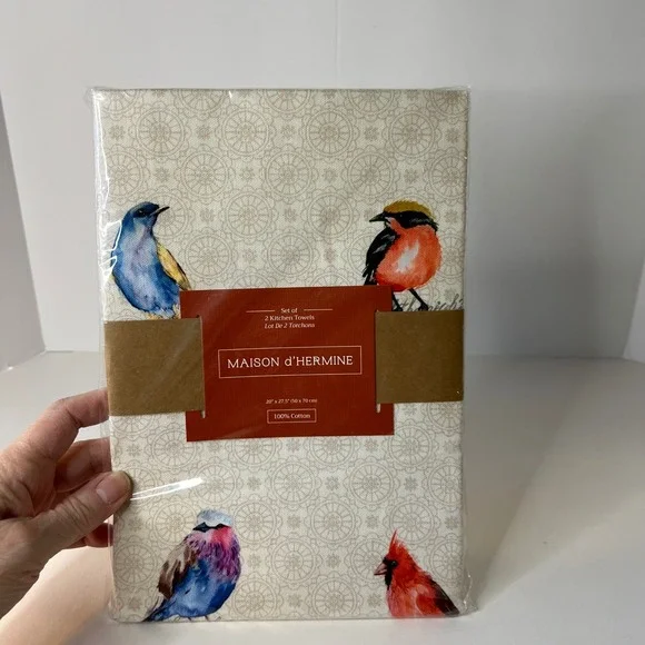 Maison d'Hermine Birdies On Wire‎ Kitchen Towel Set  of 2 Cotton 20 x 27.5