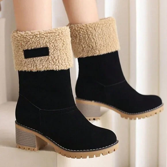 Black Casual Women's Faux Fur faux suede winter Boots