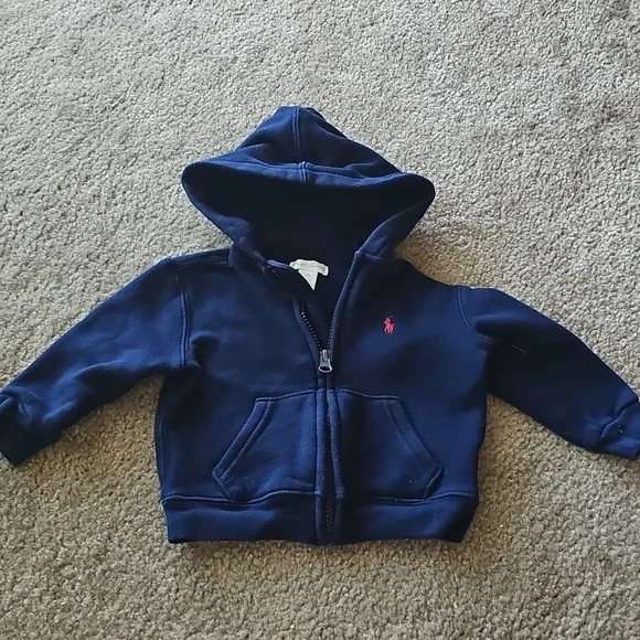 Ralph Lauren Navy Zip-Up Hoodie Baby Boys Size 12M