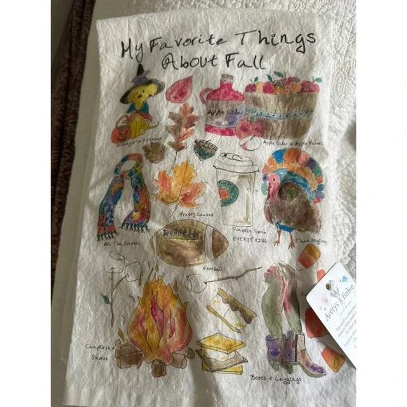 Avery's Home My Favorite Things About Fall Floursack Tea Towel New