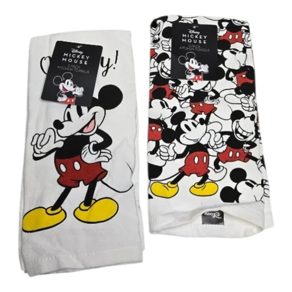 NEW Disney Mickey and Minnie Mouse 2 pack kitchen towels 2 sets‎