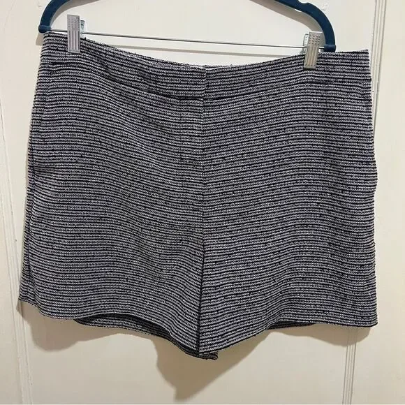 Ann Taylor Tweed Black and White High Waist Shorts Women's Size 14