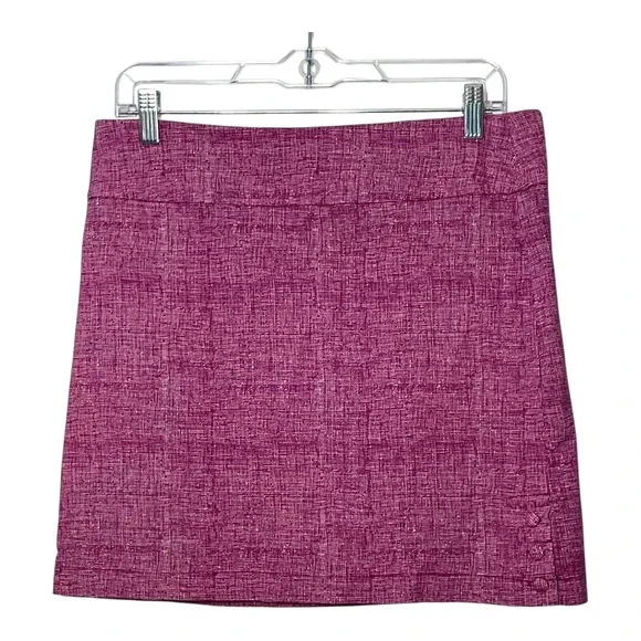 Bettina‎ Star Magenta Textured Crosshatch Skort Women Size 12 Side Button Detail