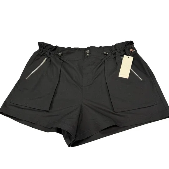 Calia Journey Collection High-Rise Paperbag Shorts‎ Black XXL NWT