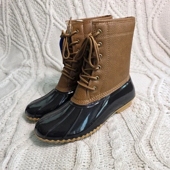 JBU by Jambu Maplewood Duck Boots Brown Black Waterproof Women Size 8 NEW