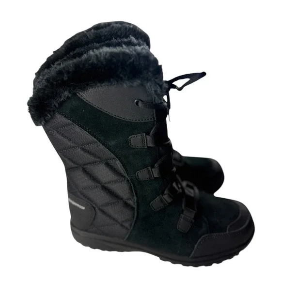 Columbia Ice Maiden II Wide Black Waterproof Snow Boots Womens 7W BK1581-014 NEW