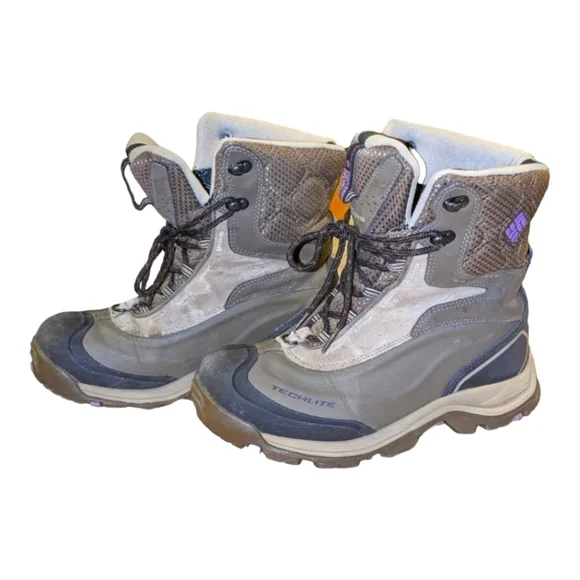 COLUMBIA 200 grams tan and blue insulated hiking boots,size 7, Outdoor