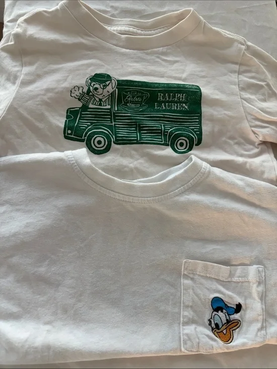 Ralph Lauren White Short-Sleeve Tee with Green Truck Graphic