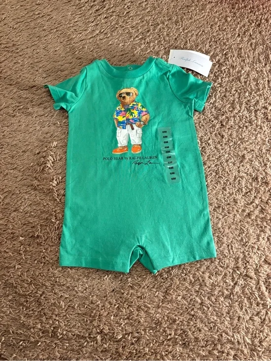 Ralph Lauren Teal Polo Bear Short Sleeve One-Piece