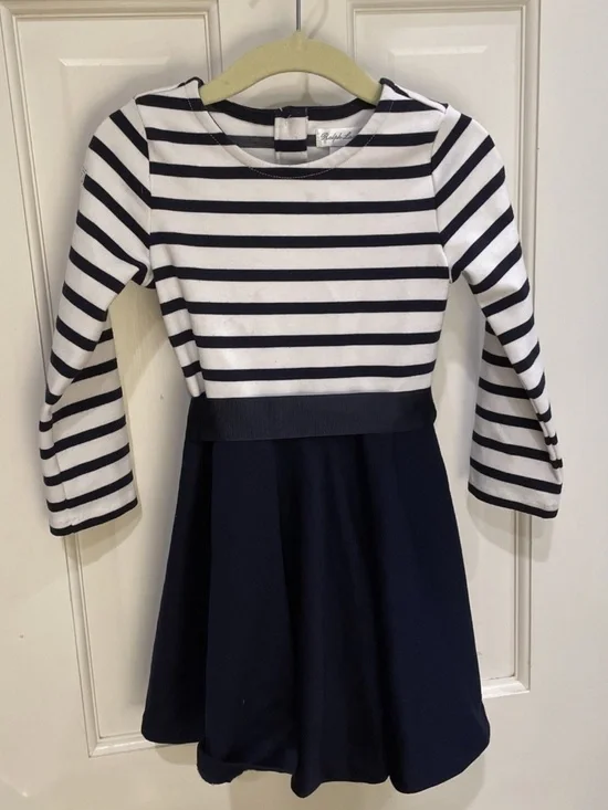 Ralph Lauren 2T Navy Striped Dress with Grosgrain Belt