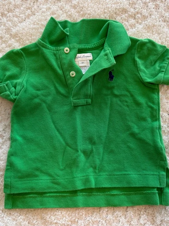 Ralph Lauren Bright Green Kids Polo with Navy Logo