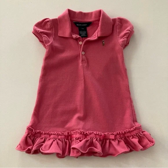 Ralph Lauren Baby Girl 18 Months Pink Polo Ruffle Dress