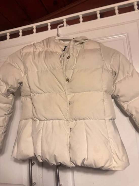 Ralph Lauren Cream Puffer Jacket with Peplum Hem girls size 6