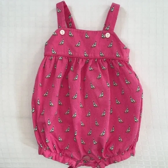 Vintage Ralph Lauren Pink Sailboat Bubble Romper 6 Months Jumpsuit