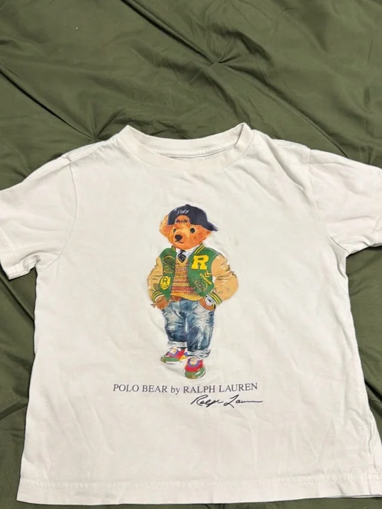Ralph Lauren White Polo Bear Varsity Graphic Tee
