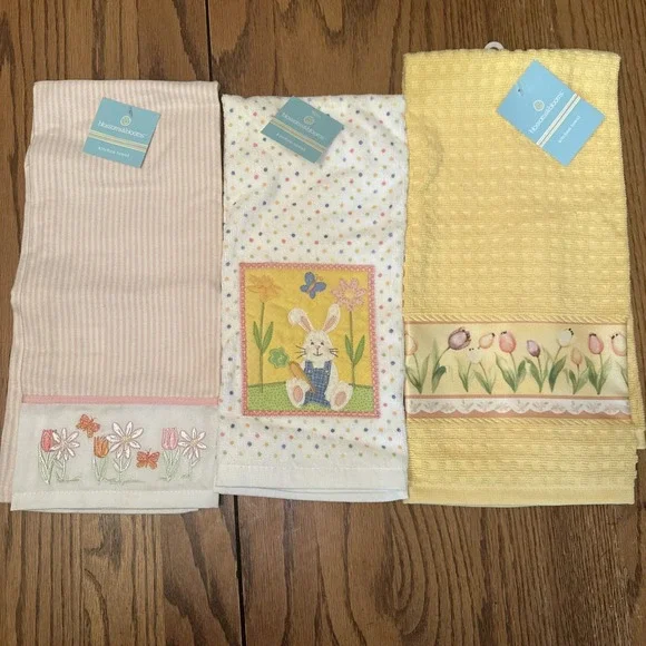 Set Of 3 New With Tags Kitchen Towels Easter Spring Blossoms & Blooms‎