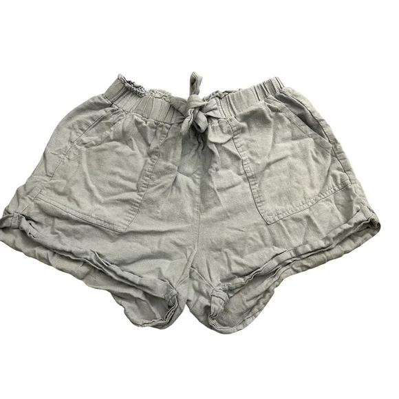 Charlotte Russe Shorts Womens Medium Blue Excellent Linen Blend Paperbag‎ Waist