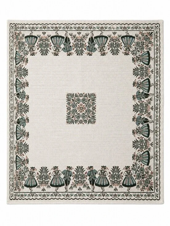 French Provencal Jacquard Woven Table Cloth Folkloric Border 32