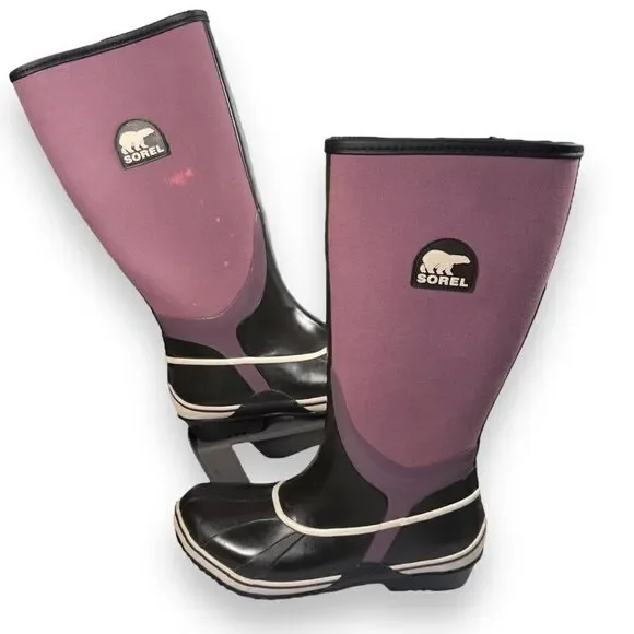 Sorel Sorellington Tall Slip-on Rain Boots Purple / Black‎ NL1620-518 Women's 8